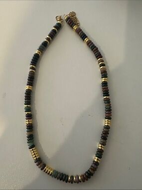 Indian agate with Gold Accent Multicolor Bead Necklace - Elegant Women’s Jewelry